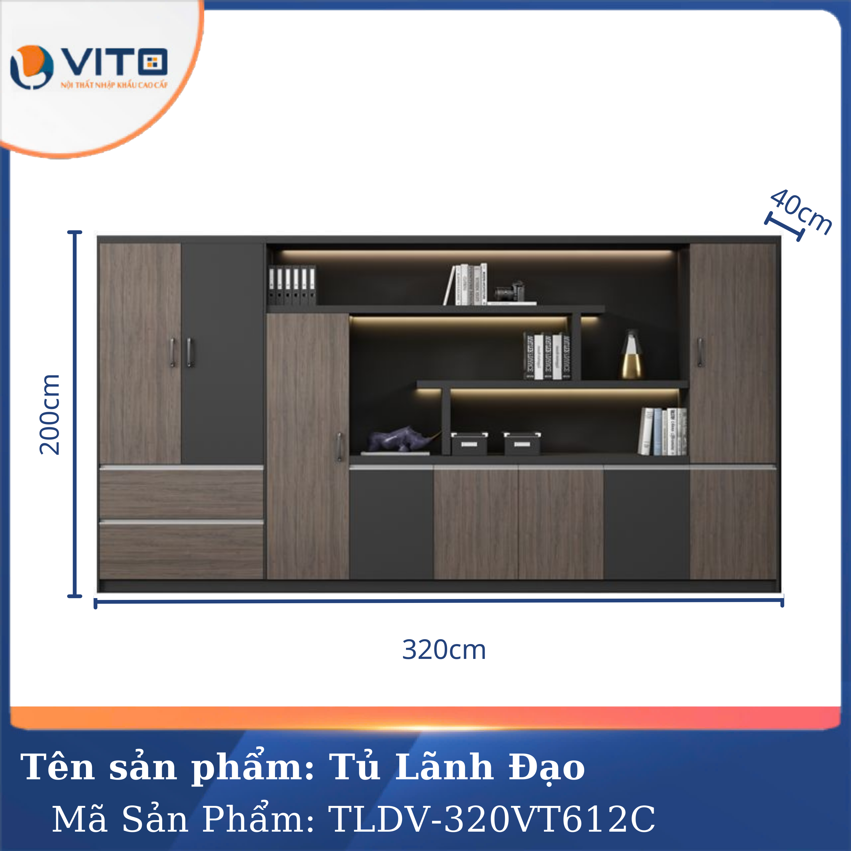 Tủ tài liệu lãnh đạo Vito TLDV-320VT612C