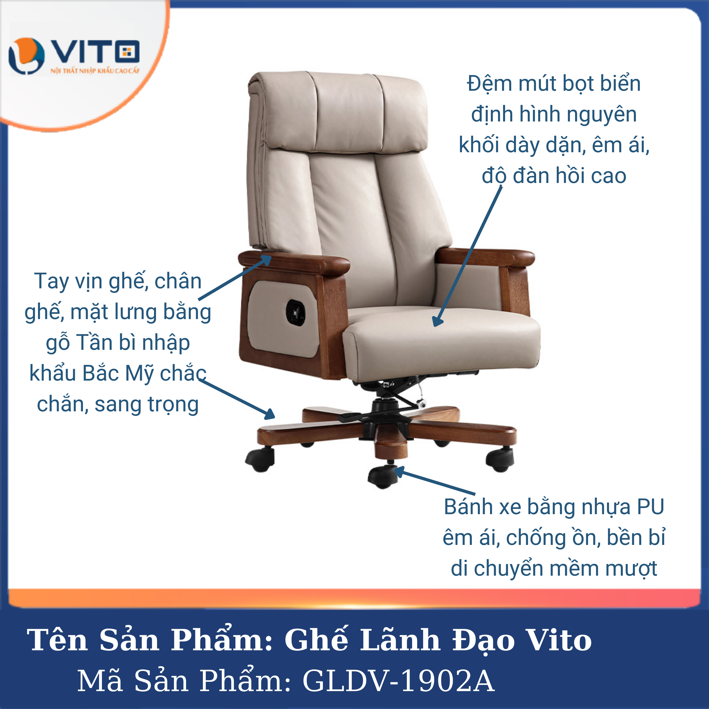 Ghế Lãnh Đạo Da Vito GLDV-1902A